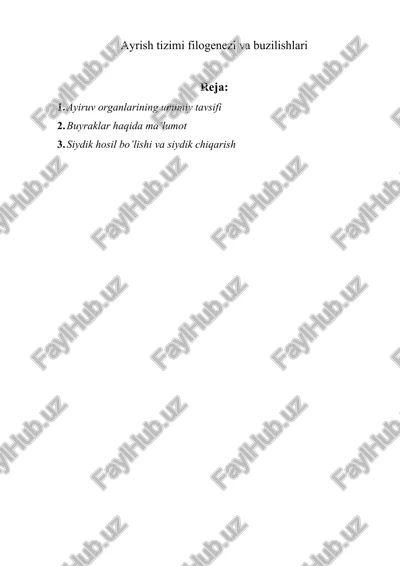 ayiruv tizimi filogenezi va buzilishlari — DOCX