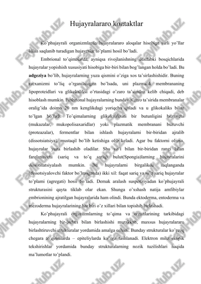 hujayralararo kontaktlar — DOCX