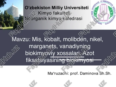 kobalt elementining biokimyoviy roli — PDF