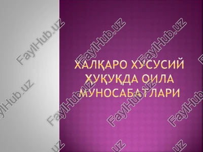 nikoh tuzish sohasida qonunlar kolliziyalarini tartibga solish to'g'risida1902yilgi konventsiya — PPT