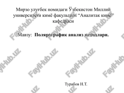 polyarografik analiz metodlari — PPTX