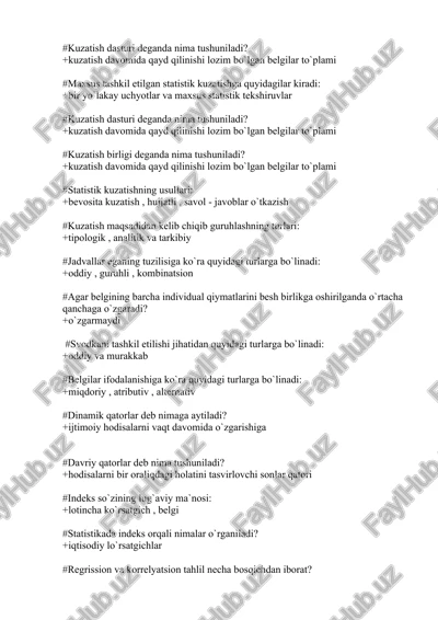 statistik kuzatish — DOCX