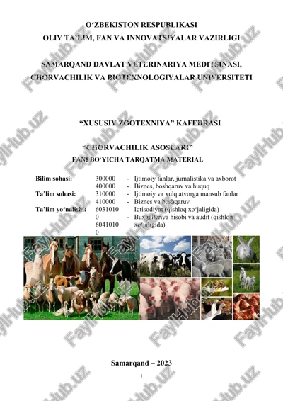 mashg‘ulot: qishloq xo‘jalik hayvonlarining eksteryerini aniqlash — DOCX