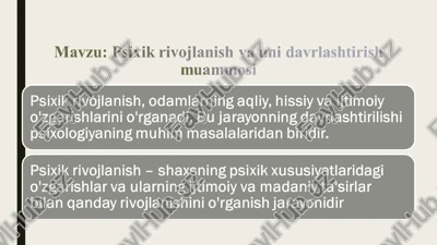 psixik rivojlanish va uni davrlashtirish muammosi — PPT