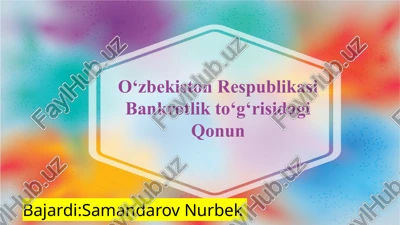 o‘zbekiston respublikasi bankrotlik to‘g‘risidagi qonun — PPTX