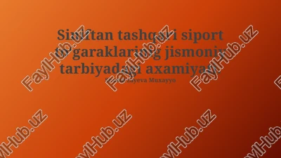 siniftan tashqari siport toʻgaraklarinig jismoniy tarbiyadagi axamiyati — PPTX