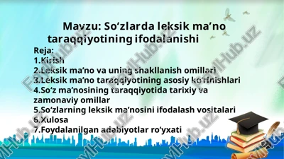 so‘zlarda leksik ma’no taraqqiyotining ifodalanishi — PPTX