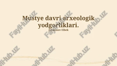 mustye davri arxeologik yodgorliklari — PPTX