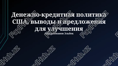 denejno-kreditnaya politika ssha, vivodi i predlojeniya dlya uluchsheniya — PPTX