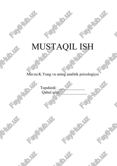 k.yung va uning analitik psixologiysi — DOCX