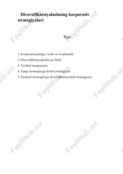 diversifikatsiyаlashning korporativ strategiyаlari — DOC