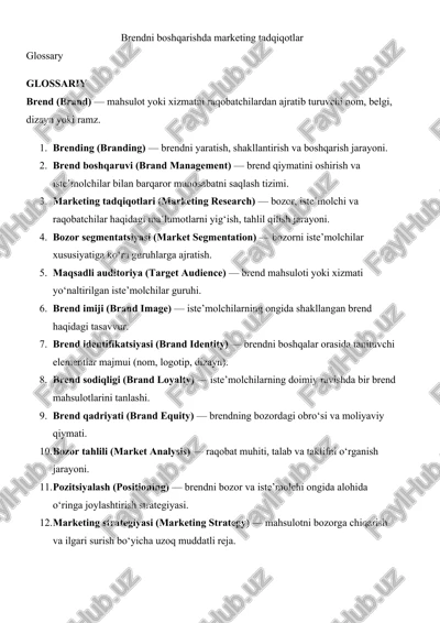 marketing tadqiqotlari (marketing research) — DOCX