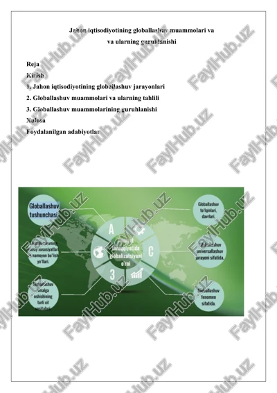 jahon iqtisodiyotining globallashuv muammolari va ularning guruhlanishi — DOCX
