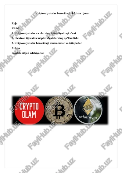 kriptovalyutalar bozoridagi elektron tijorat — DOCX