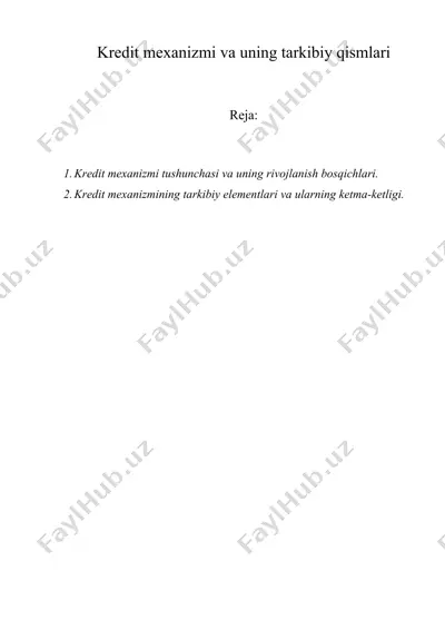 kredit mexanizmi va uning tarkibiy qismlari — DOC