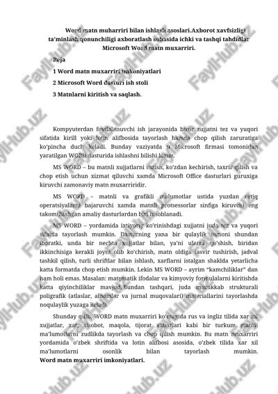 microsoft word matn muxarriri — DOCX