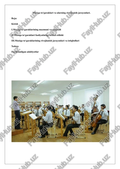 musiqa to'garaklari va ularning rivojlanish jarayonlari — DOCX