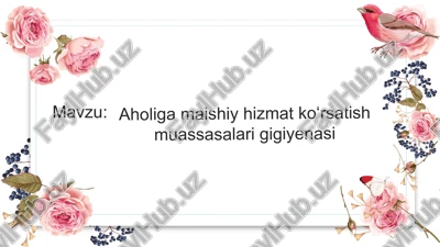 aholigamaishiyhizmatkoʻrsatishmuassasalarigigiyenasi — PPTX