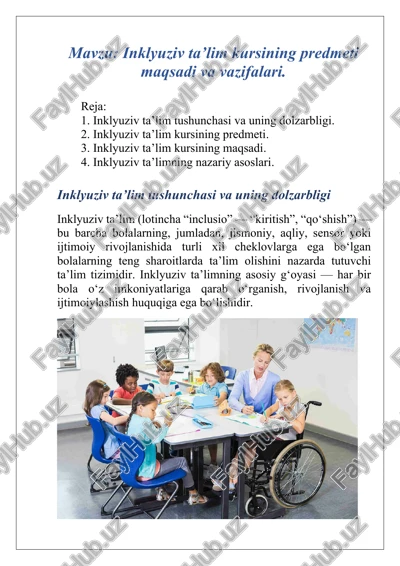 inklyuziv ta'lim kursi — DOCX