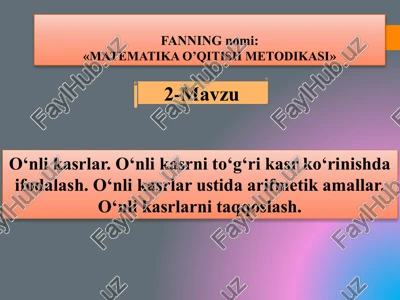 matematika o’qitish metodikasi — PPTX