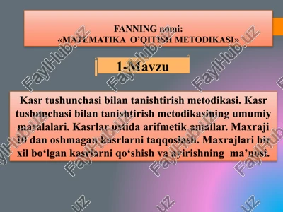 "matematika o’qitish metodikasi" — PPTX