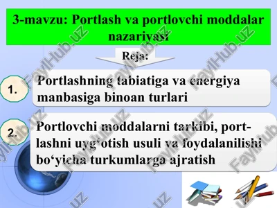 portlashtirish va portlovchi moddalar — PPT