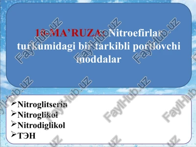 nitroefirlar turkumidagi bir tarkibliportlovchi moddalar — PPT
