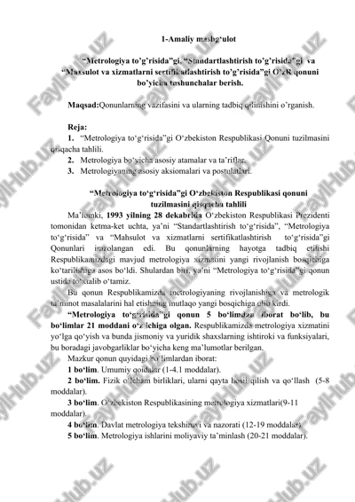 metrologiya to‘g‘risida — DOCX