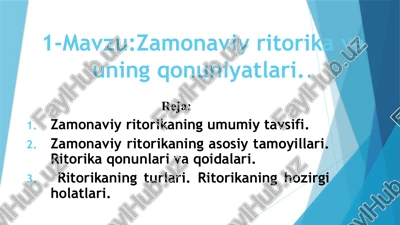 zamonaviyritorika va uning qonuniyatlari — PPTX