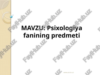 psixologiyafanining predmeti — PPTX
