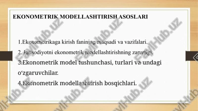 ekonometrik modellashtirish asoslari — PPTX