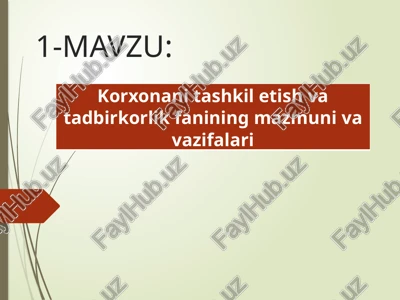 korxonani tashkil etish va tadbirkorlik fanining mazmuni va vazifalari — PPTX