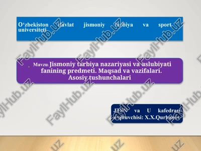 jismoniy tarbiyaning nazariyasi va uslubiyati — PPTX