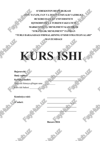 turli darajadagi firmalarning o’sish strategiyalari — DOCX