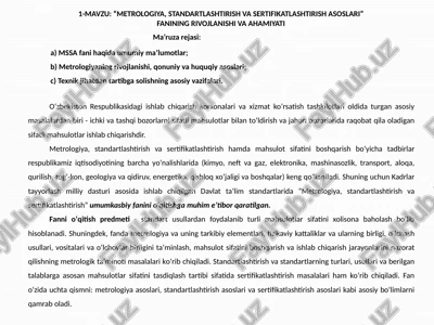 metrologiya, standartlashtirish va sertifikatlashtirishasoslari — PPTX
