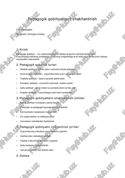 pedagogik qobiliyatlarni shakllantirish — PDF