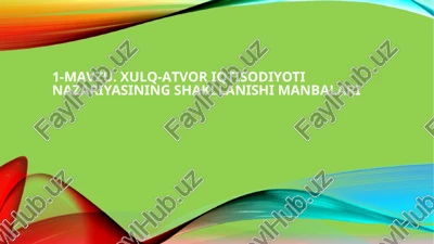 xulq-atvor iqtisodiyoti — PPTX