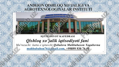 qishloq xo'jaligi iqtisodiyoti — PPTX