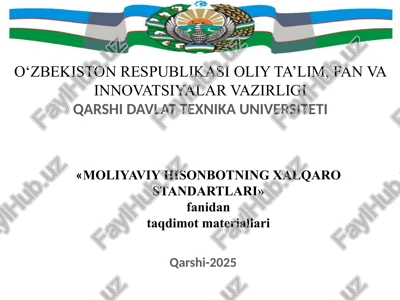 "nomoddiy aktivlar, rezervlar, shartli majburiyatlar va aktivlarni moliyaviyy hisobotda aks ettirish qoidalari" — PPTX