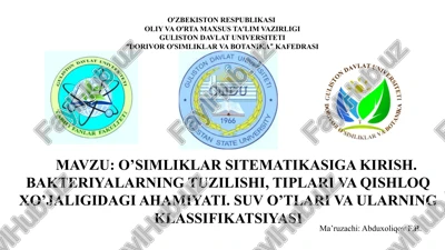 o'simliklar sitematikasiga kirish — PPTX