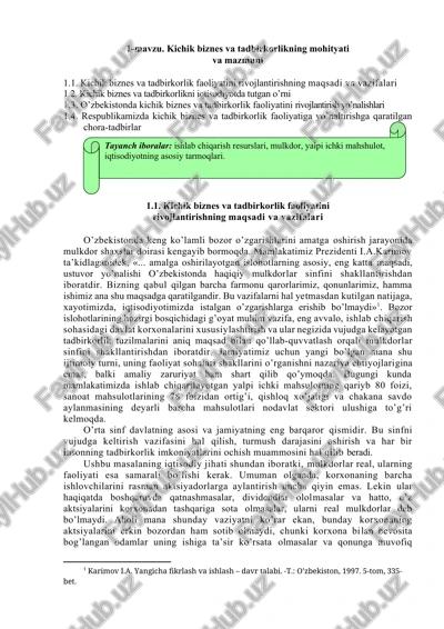 kichik biznes va tadbirkorlik faoliyatini rivojlantirish — DOCX