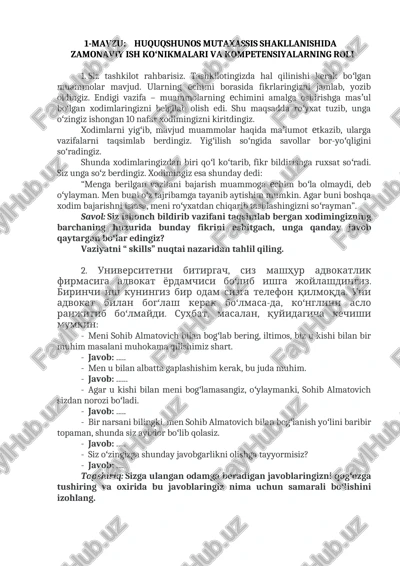 huquqshunos mutaxassis shakllanishida zamonaviy ish — DOCX