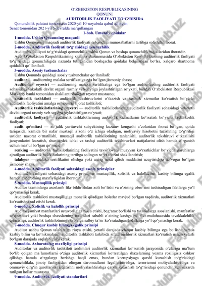 auditorlik faoliyati qonuni — DOCX