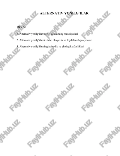 alternativ yonilgʻilar — DOCX