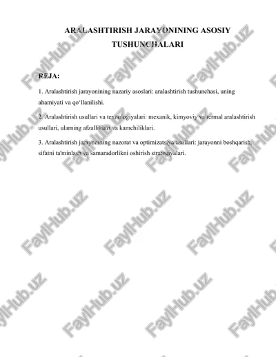 aralashtirish jarayonining asosiy tushunchalari — DOCX