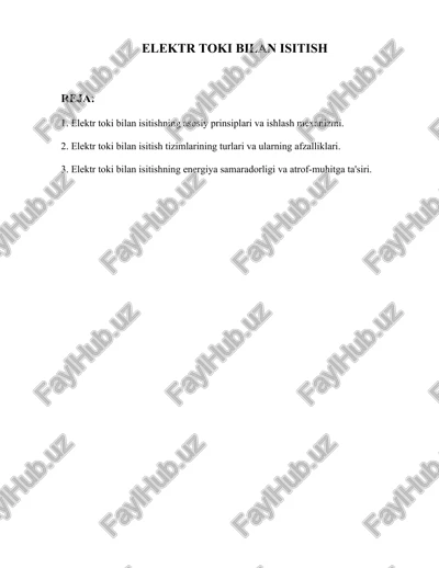 elektr toki bilan isitish — DOCX