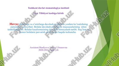tibbiyot kasbiga kirish — PPTX
