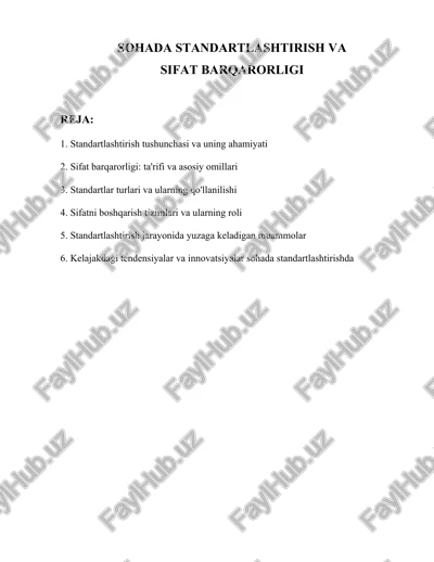 standartlashtirish va sifat barqarorligi — DOCX
