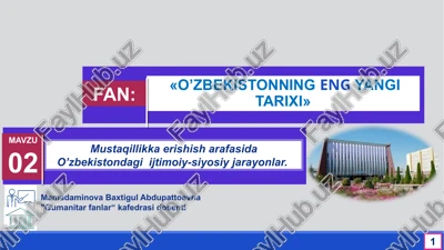 o’zbekistonning enggi yangi tarixi — PPTX