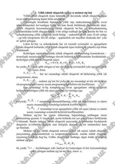 yillik ishlab chiqarish rejasi va mehnat sig‘imi — DOCX